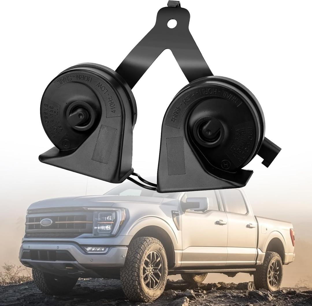 Horn Assembly Dual Note Electric Horn Level 2 with Bracket Compatible with Ford 2015-2022 F-150 2018-2022 Expedition Replaces OE # ‎‎FL3Z-13832-C FL3Z-13832-B FL3Z-13832-A