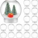 16 Pieces 3.6 Inch/91mm Plastic Snow Globe Clear Water Globe Fillable Snow Globe Ornaments with Screw Off Cap and Inner Plug for DIY Crafts Christmas Home Decoration