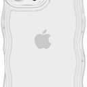 Set of 4 Case for iPhone 16 Pro Max Case Wavy Edge Clear Back Design, Anti-Slip Grip Cute Wave Curly Frame Shape Shockproof Soft TPU & Hard Bumper Protective Phone Case Cover