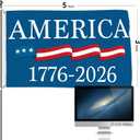 250 Anniversary Flag 3x5 Ft Blue America 1776-2026 Patriotic Flag 250th Birthday Yard Signs Party Supplies Hanging Decor for Room House Welcome Photo Backdrop with Brass Grommets
