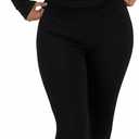 FAIRY SEASON Womens 2 Piece Lounge Sets Slim Fit V Neck Long Sleeve Top Fold Over Yoga Flare Pants Pajamas Loungewear Outfits (Small, Black)