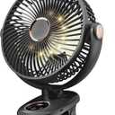 iNeibo 10000mAh Portable Clip on Fan, 90° Oscillating Fan, 8 Inch Rechargeable Battery Operated Desk Fan, Strong Airflow, 5 Speeds, Sturdy Clamp for Golf Cart Home Office Outdoor Travel (Black)