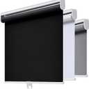 AOSKY Cordless Roller Shades Blackout Blinds for Windows Room Darkening Rolled Up Shades with Spring System, UV Protection Window Shades Door Blinds for Home and Office (32" W x 72" H, Black)
