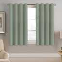 H.VERSAILTEX Blackout Curtain for Living Room Small Window Kitchen Blackout Curtains 45 inch Length Energy Saving Solid Grommet Blackout Drape, One Panel, Sea Grass, 52" W x 45" L