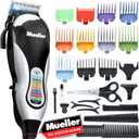 Mueller Ultragroom Professional Hair Clippers for Men with Colored Design, Hair Trimmer for Men, 12 Guide Combs, Trimmer for Hair, Beards, Head, Body, and Face
