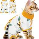 QBLEEV Cat Recovery Suit for Post Surgery, Spay Neuter Onesie for Cats | Soft stretchy cotton, anti-lick surgical shirt for skin diseases, pajamas for abdominal wound, kitten cone alternative, S-XL