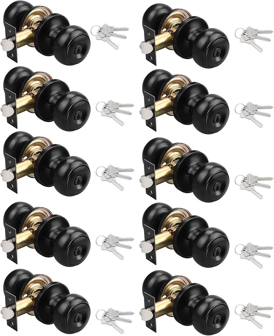10 Pack Privacy Bathroom Door Lock Lever Keyless No Keys Door Lockset;Right/Left Handed Reversible;Oil Rubbed Bronze Door Levers Hardware
