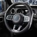 KAFEEK White Crystal Steering Wheel Cover, Sparkly Clear Diamond Breathable Leather Car Protector, Universal 15 Inch Fit for Women Girls, Anti-Slip Comfortable, Silver White
