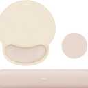 MOSISO Wrist Rest Support for Mouse Pad&Keyboard Set, Circle Curved Ergonomic Mousepad&Coaster Non-Slip Base Home/Office Pain Relief&Easy Typing Pad with Soft Cloth&Silicone Lining, Apricot