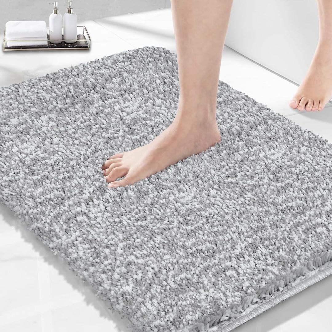 Dark Gray and Light Gray Bathroom Rugs 27.5"x19.6",Extra Soft Absorbent Thick Shaggy Bath Mat, Non Slip Quick Dry Bath Mat, Machine Washable bath rugs for bathroom, Microfiber Rugs for Shower Bathtubs