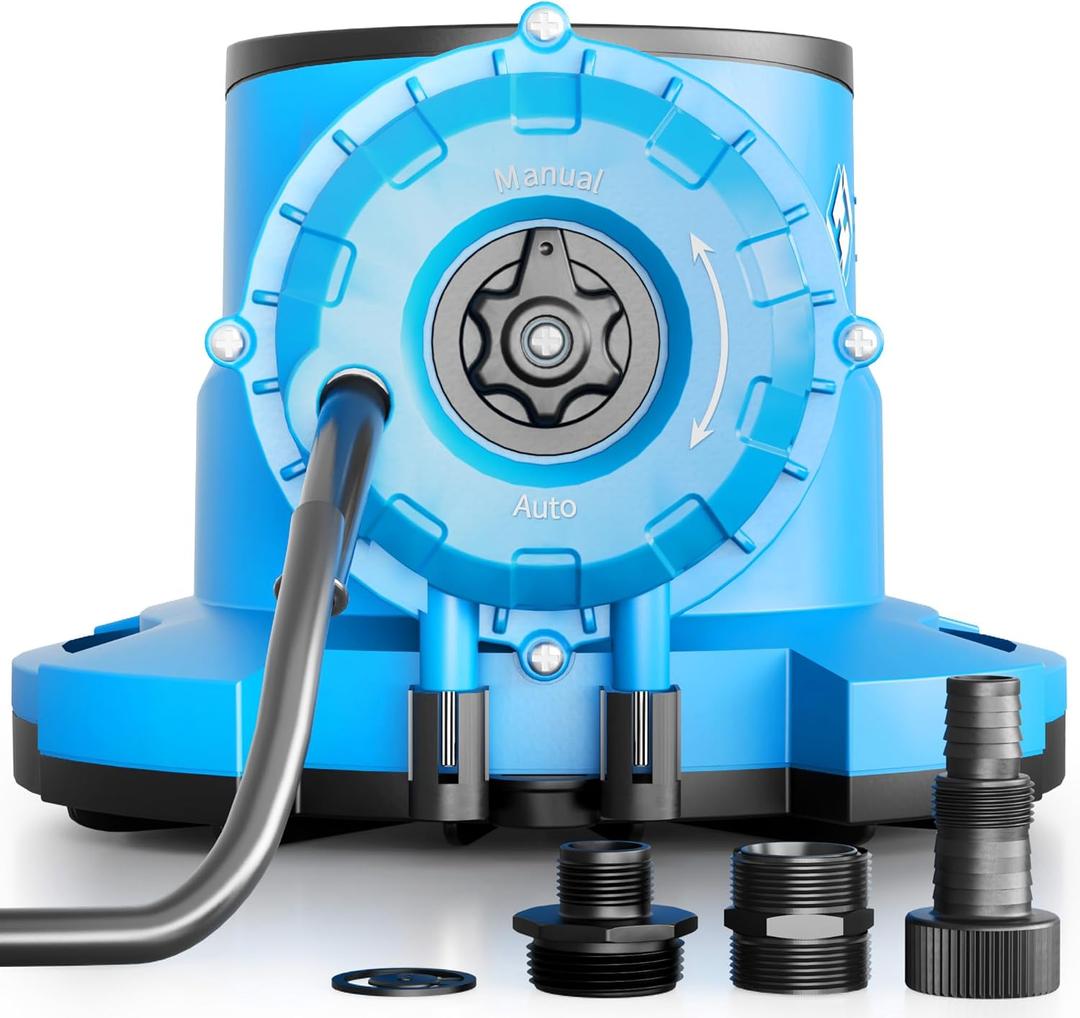 FOTING 1/3 HP Automatic Swimming Pool Cover Pump 2250 GPH Submersible Water Pump, Water Removal with 3/4 Check Valve Adapter & 25ft Power Cord, Drainage for Ponds, Hot Tubs, Rooftops, Water Beds