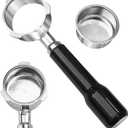 51mm Bottomless Portafilter, Wirsh 3 Ears Full Stainless Steel Bottomless Naked Portafilter with Non-Pressurized Filter Basket for Wirsh Espresso Machine CM5418, CM1665