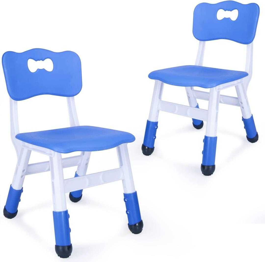Adjustable Kid Chairs Indoor 3 Level Adjustable Suitable for Children Age 2-6. Maximum Load-Bearing 220LBS Suitable for Family Classroom and Nursery Child Seat Set (2-Pack-Navy Blue)