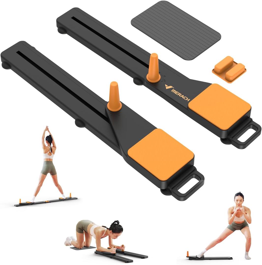 MERACH Pilates Board, Multifunctional Abdominal Plate, Detachable Ab Trainer Machine with Anti-Slip Design, Portable Pilates Reformer for Core Workouts, Home Gym Equipment for Women (Black)