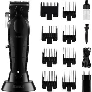KEMEI Black Hair Clippers for Men Adjustable Blade Cordless Clipper Professional Barber Clippers USB Rechargeable Wireless Haircut Clippers km-2296
