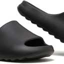 Cloud Slides for Women and Men, Platform Slides Slippers, Non-Slip Quick Drying Soft Lightweight Shower Shoes, Thick Sole Open Toe Slides Sandals for Indoor & Outdoor (Black)