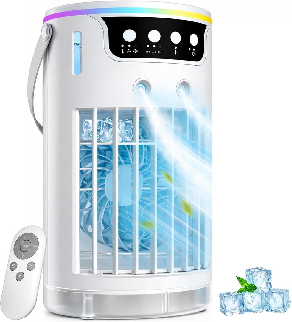 Portable Air Conditioners, Mini Evaporative Air Cooler 1200ML with Ice Cooling Mist, Fans That Blow Cold Air Like AC, Personal Swamp Cooler Quiet for Bedroom, Home Office Desk and Dorm