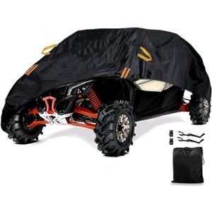 UTV Cover Waterproof Heavy Duty, All-Weather Protection Black Oxford Cloth Protection UTV Covers for RZR PRO XP 4 Can-Am Maverick Defender Arctic Cat Textron Side by Side Covers，4-6 Seater