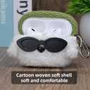 Plush Case Cover Compatible with Apple Airpods pro 3 Handmade Knitted Cartoon Creative Funny Cute Earbuds Headphone Cases (MJ-BG+Green,for Airpods pro 3)