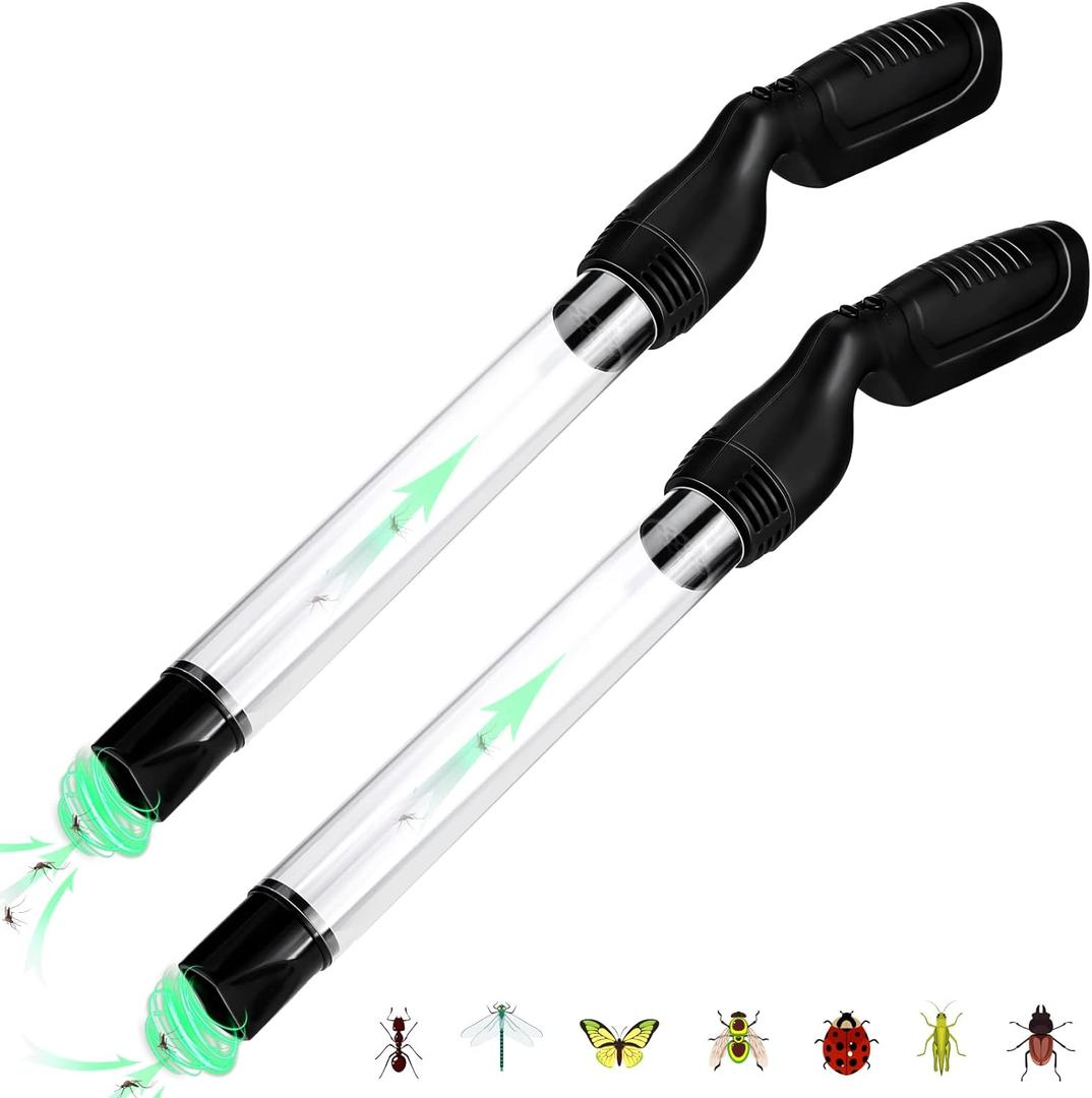 Qualirey 2 Pack Bug Vacuum for Adults Bug Vacuum Catcher Insect and Spider Traps Sucker Battery Powered Grabber with LED Light Stink Ant Moth Cockroach Small Bedbug