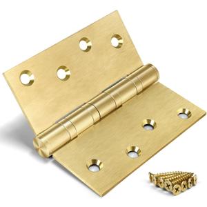 Komsen 3 Pack Ball Bearing Door Hinges,4in x 4in Door Hinges,Heavy Duty Stainless Steel Door Hinges for Exterior & Interior Doors,Smooth and Quiet, Non Removable Pin (Gold)