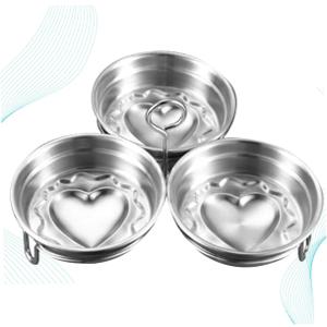 3Pcs Heart Shaped Egg Cooker Set 304 Stainless Steel Egg Molds Baking Tool for Boys and Girls Breakfast Suitable for Pancakes