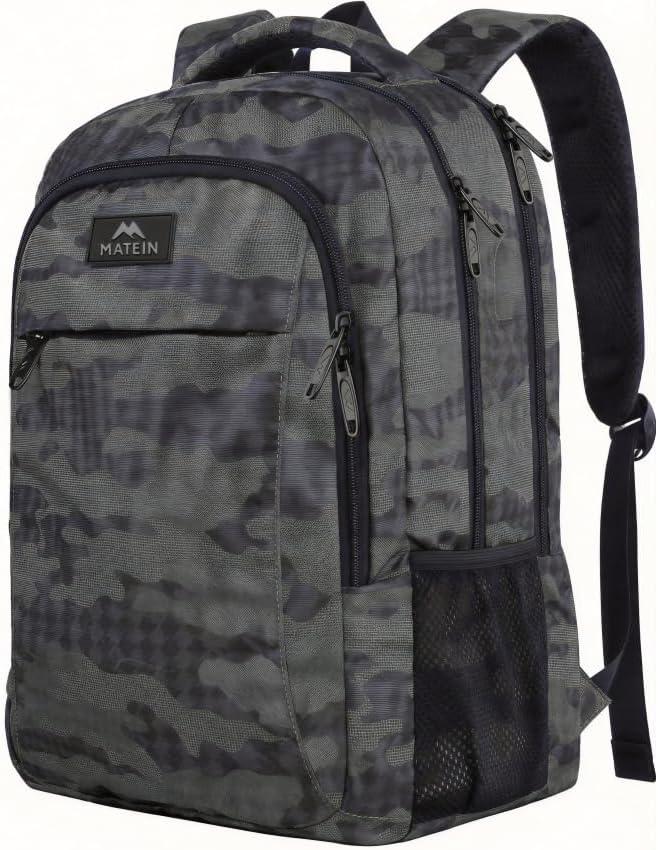 MATEIN 17.3 Inch Computer Backpack, Extra Large TSA Friendly Travel Laptop Backpack, Anti Theft Carry On Flight Approved Business Work College Backpack Bag for Men Women Gift (Camo Grey)