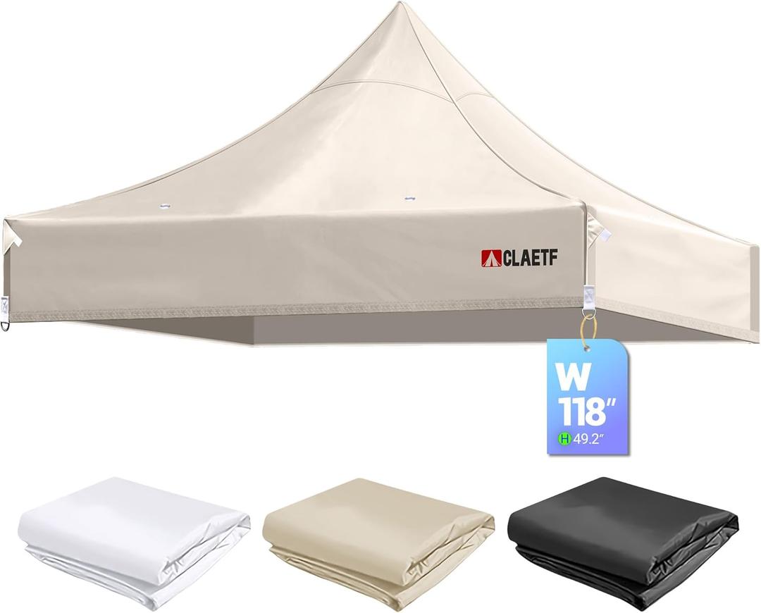 CLAETF 10x10 Pop Up Canopy Tent Replacement Top Cover, Canopy Tent Top for Pop Up Tent with Drainage Holes, Outdoor Tent Top Cover for Garden, Patio, Pavilion, Sun Shade