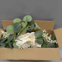 Der Rose 2 Pcs 13FT Artificial Floral Garland, Flower Eucalyptus Spring Garland with Champagne Rose, Faux Flower Vine for Wedding Decor Arch Backdrop & Table Decor