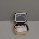 Mini Makeup Bag with Led Mirror,Small Travel Make up Bag 3 Light Modes Adjustable Brightness, for Women Organizer Cosmetic Bag, Portable Travel Train Toiletry Bag, for Pool Parties Work Touch-Ups (Beige)