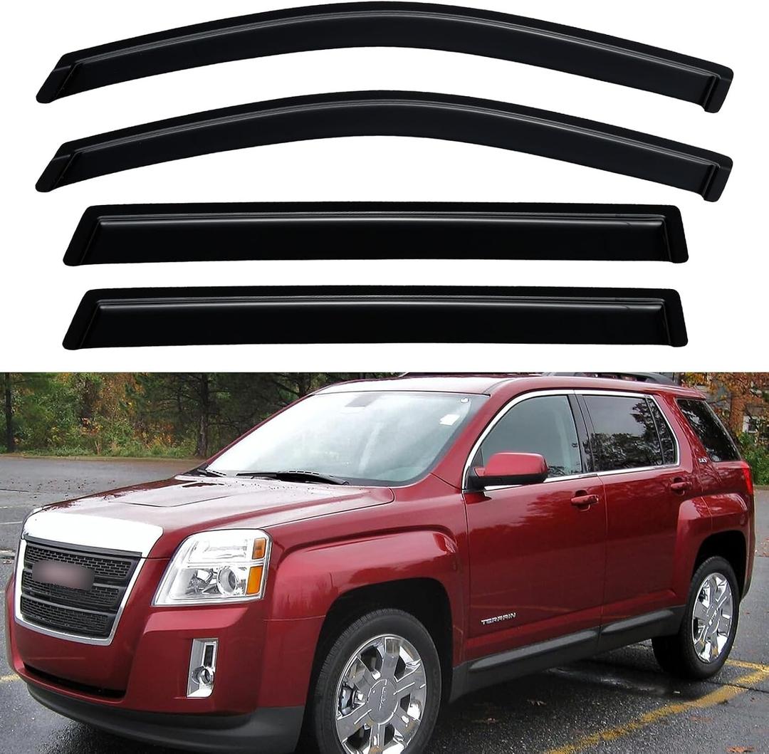 Window Visors Rain Guards for 2010-2017 GMC Terrain, Out-Channel Window Vent Wind Deflectors Visors Shades for 10 11 12 13 14 15 16 17 GMC Terrain