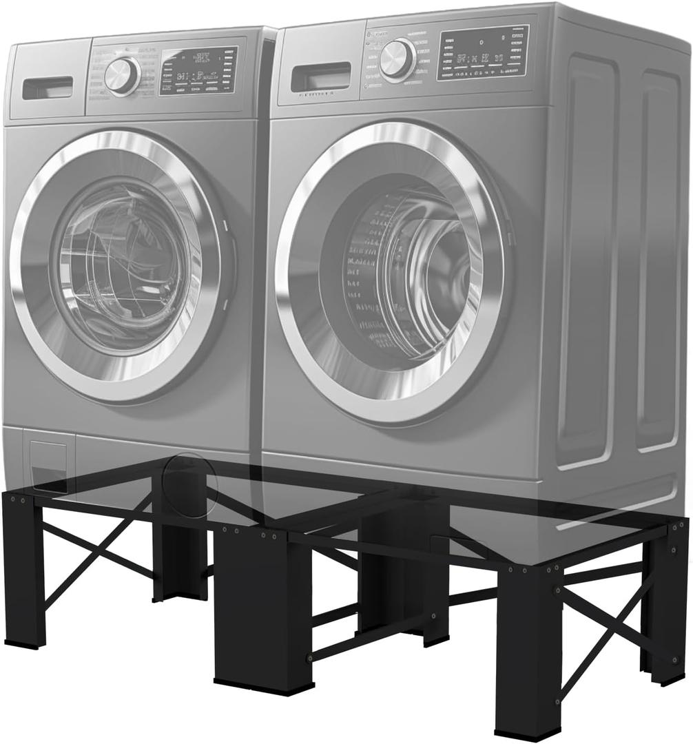 2 in 1 Washer Dryer Pedestals 29" - Laundry Pedestal for Washer and Dryer Stand, Steel Washing Machine Stand Raiser, Compatible with Most 4.8-5.3 cu. ft. Capacity Washer Black