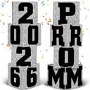 Queekay 8 Pcs Prom Column Standup Photo Booth Decorations 2026 Prom Backdrop Balloon Boxes Cardboard Decoration Column for Party College, 11.8 x 44.9 Inch(Black, Silver Base)