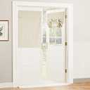 RYB HOME Door Window Curtains 40 inches, 100% Blackout Natural Linen Blended Privacy Glass/French Glass Door Curtain Shade with White Layer Coating, W26 x L40, Beige, 1 Panel