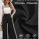 Linen Pants for Women High Waist Flowy Wide Leg Palazzo Pant Casual Boho Beach Pant Trouser Summer Vacation Outfit (White, XXL)