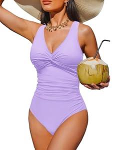 Holipick Women Tummy Control One Piece Swimsuit - Push Up Bathing Suit Full Coverage Slimming Swimwear (XXL)