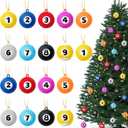 H1vojoxo 36PCS Christmas Sport Billiard Ball Ornaments Set - Decorative Hanging Accessories for Christmas Tree, Personalized Sports Ornament for Billiards Players