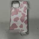 TopPerfekt Flip Leather Wallet Case Card Holder Compatible with iPhone 13 and 14 6.1" Women and Girls with Card Holder Kickstand Double Magnetic Clasp Pink Cow Pattern