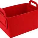 Minoisome Storage Basket Felt Storage Bin Collapsible& Convenient Box Organizer with Carry Handles for Office Bedroom Closet Babies Nursery Toys Laundry (Red, 17.9inchL12.2inchW11.6inchH)