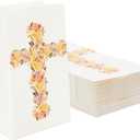BLUE PANDA 36-Pack Religious Party Favors Gift Bags for Baptism, First Communion, Easter and Childrens Birthday, Party Supplies Goodie Bag with Chic Floral Cross Design, 5.2x8.7x3.3 inches