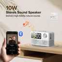 15W Fast Wireless Charger with Bluetooth Speaker and Alarm Clock Radio,4 in1 Wireless Charging Station for iPhone,Android Phones with FM Radio for Bedroom (7inch, White)