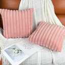 24x24 Pillow Covers, Decorative Faux Fur Throw Pillow Covers for Couch, Sofa Soft Fluffy Pillow Cover with Velvet Back for Living Room, Neutral Home Dcor Accent for Bed - Pink