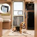 RV Entry Screen Door Protector Grille for Dogs, Adjustable RV Screen Door Guard 20Inch High - Fits Door Widths 22" - 31.5", RV Door Camper Screen Door Grill, Black-20Inch High
