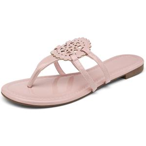 katliu Women's Flat Sandals Flip Flop Sandals Comfortable Dressy Thong Sandals (9, Pink)