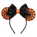 Halloween Mouse Ear Hair Bow Headband with Web, Masquerade Party Headwear for Women Girls