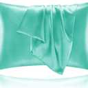 BEDELITE Satin Pillowcase for Hair and Skin, Super Soft and Cooling Similar to Silk Pillow Cases 2 Pack with Envelope Closure, Gift for Women Men(20"x26" Standard Size, Turquoise)