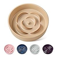 8.66 in Brown Ceramic Slow Feeder Dog Bowl for Medium and Large Breed,Pet Feeding Dog Food Water Dish Heavy Weighted,Puppy Bowl for Fast Eaters,Puzzle Slow Eating Dish Modern Cute