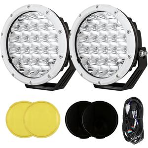 BIGLION.X 7Inch Driving Lights Spotlights Pair 210W 32000LM Round LED Spot Off Road Lights Marine Light Bar Amber Fog Headlights 12V 24V for Pickup Trucks ATV UTV Car UTE 4WD Boat