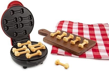 Nostalgia MyMini Dog Treats Maker for Homemade Puppy Treats, 6 Nonstick Bone Shaped Molds on Dual Sided Cooking Surface, Recipes Included