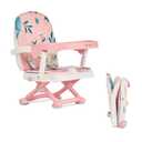 Dream On Me Munch N Go Booster Seat for Babies 636 Months, 3-in-1 Feeding, Floor & Table Seat, Adjustable 4 Heights, Lightweight Portable Design, 3-Point Safety Harness, Easy to Fold & Carry- Pink